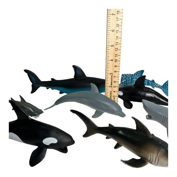 Lot of 8 Sharks Whales Dolphins PVC Figures Toys Sea Animals Cake Topper Ocean - Picture 9 of 11